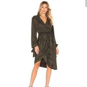 Revolve black metallic midi dress